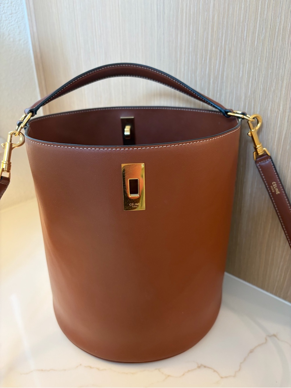 Celine Bucket 16 Bag in Smooth Tan Calfskin